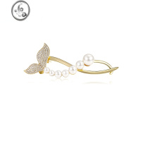 JiMi高级感鱼尾珍珠发夹女夏季后脑勺发饰一字夹发卡小众设计感头饰品