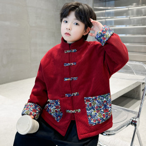 拜年服男童加绒外套国风新款儿童唐装过新年喜庆衣服宝宝汉服