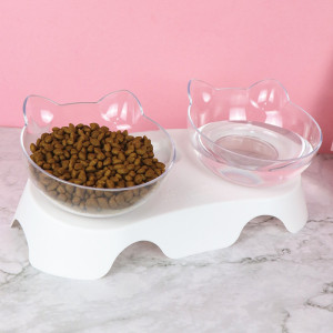 猫碗 双碗 保护脊椎宠物碗猫盆猫粮饭盆碗斜口碗倾斜猫食盆猫用品