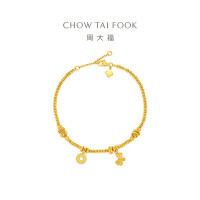 周大福马年生肖爆闪碎碎金钱币盘缠小马足金黄金手链计价(工费1080元)EOF2168