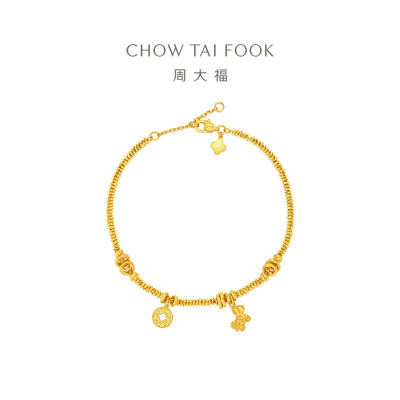 周大福马年生肖爆闪碎碎金钱币盘缠小马足金黄金手链计价(工费1080元)EOF2168