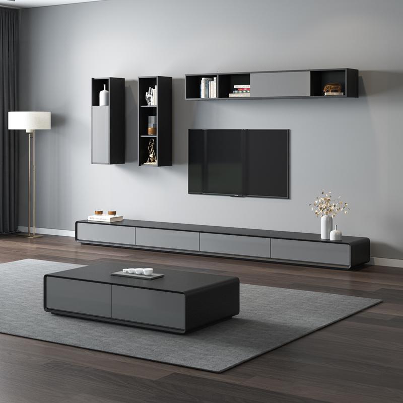 现代简约电视柜茶几组合套装大小户型地柜北欧客厅多功能伸缩家具