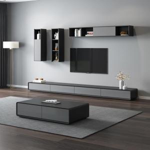 现代简约电视柜茶几组合套装大小户型地柜北欧客厅多功能伸缩家具