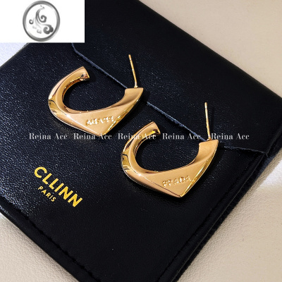 JiMi金色字母几何耳环复古2023新款小众设计感高级独特耳圈耳饰圆圈