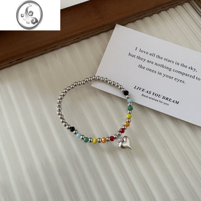 JiMi可爱彩虹珠子爱心小熊串珠手链新款小众设计学生闺蜜笑脸云朵手窜