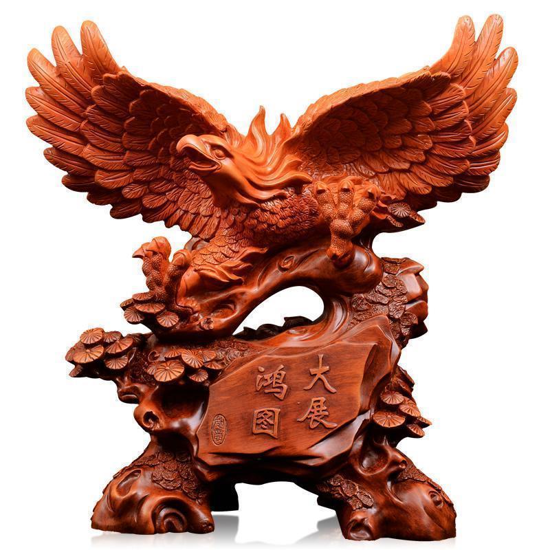 家柏饰(corated)大展宏图老鹰摆件木大鹏展翅公司开业送礼办公桌摆件