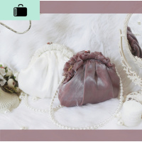 神隐复古温柔仙女网纱猫眼花边贝壳小包百搭斜跨手提女包晚宴包NEW LAKE女斜挎包