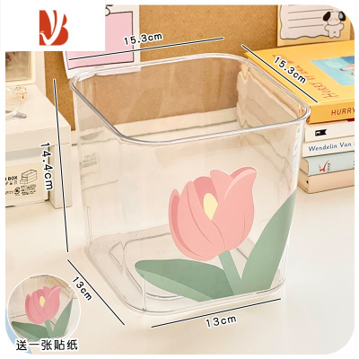 三维工匠家用客厅卧室透明桌面餐桌垃圾桶大口径收纳桶桌上床头纸篓收纳筒