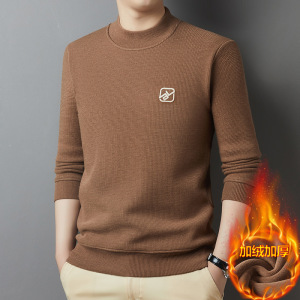 毛衣男加绒加厚冬季新款半高领羊毛混纺套头保暖针织衫男士打底