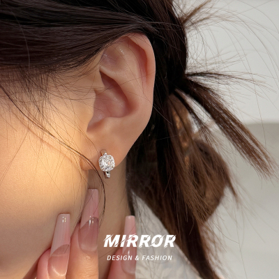 925纯银方糖闪亮耳扣女耳环耳饰小众创意气质高级感新款潮送女朋友老婆情人节七夕生日礼物