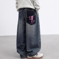 儿童装男童一体加绒裤子新款男孩加厚牛仔裤中大童秋冬款长裤