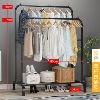 落地晾衣架单杆式挂衣杆室内简易衣架家用卧室衣服架子阳台凉衣架衣架 三维工匠 [双杆]白色110cm——售价45元 晾衣杆