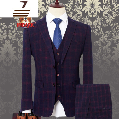 NEWLAKE胖子肥佬大码男士西服套装新郎结婚礼服加肥加大男休闲格子西装