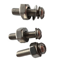 vzi 304不锈钢盘头螺丝平垫弹垫螺母组合 M3*12(100套) 包