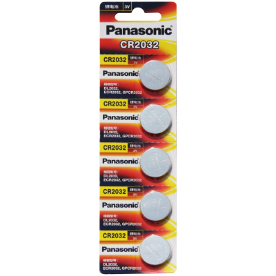 松下Panasonic进口纽扣电池CR2032CH/5B汽车钥匙遥控器电脑主板电子秤手表照相机计算器5粒3V