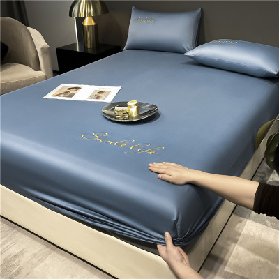 a类冰丝床笠北欧刺绣床罩单件家用防螨床垫罩保护套南通