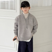 男童秋冬款毛衣假两件新款中大童装冬装儿童冬季加厚针织衫潮