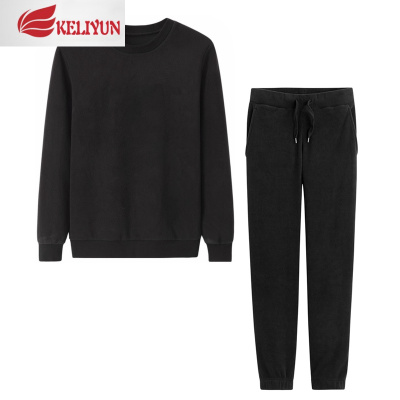 可莉允秋冬摇粒绒家居服套装男加绒加厚起居服双面绒套头抓绒睡衣两件套睡衣