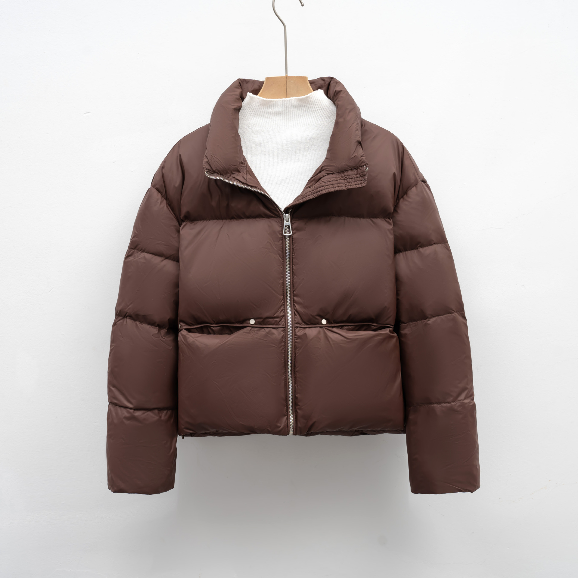 简约短款休闲鸭绒立领加厚保暖羽绒服冬季新款面包服外套