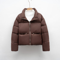 简约短款休闲鸭绒立领加厚保暖羽绒服冬季新款面包服外套