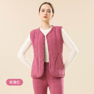 100%羊毛填充保暖马甲女秋冬中老年打底内搭坎肩女士外穿保暖背心