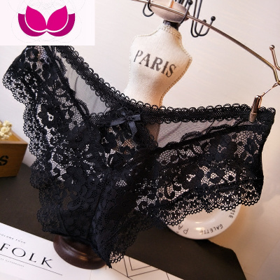 七斓欧美宫廷贵族蕾丝优雅性感女士内裤 半透明后镂空诱惑棉内裆