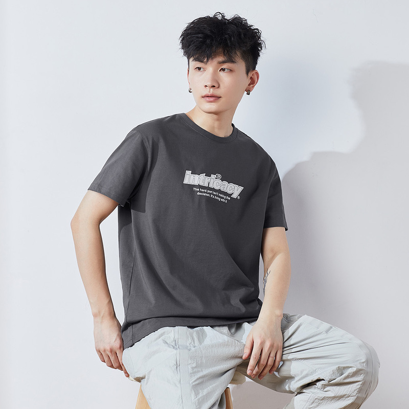 9元,叠加优惠券]唐狮春夏新款短袖t恤男纯棉宽松潮流圆领简约学生百搭