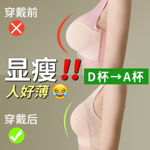 浪莎(LangSha)内衣女薄款大胸显小文胸罩运动防震收副乳防下垂胖mm大码无痕背心 粉色 38/85BCD