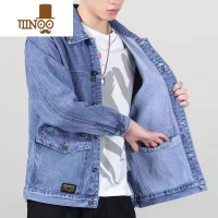 YANXU工地电焊工防烫耐磨工作服衬衫男秋季耐脏长袖牛仔夹克外套上衣男