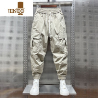 YANXU夏季薄款工装裤男潮牌宽松休闲束脚长裤哈伦痞帅卡其色裤子男款