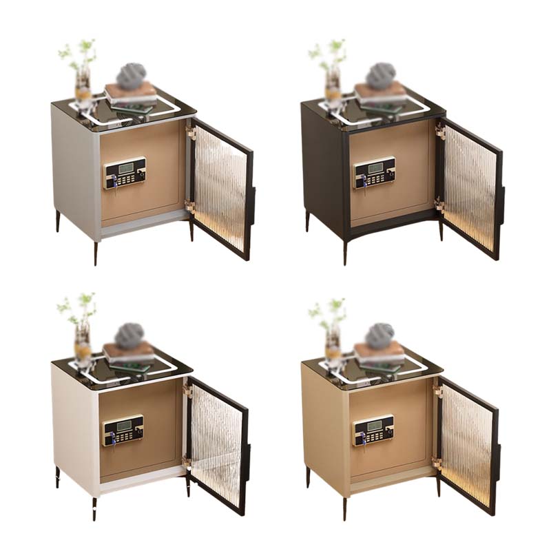 汉诺鑫威钢制智能床头柜保险箱家用一体现代多功能指纹无线快充简约床头柜纯钢单门+玻门+保险柜