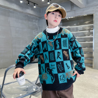 儿童装男童冬装加厚毛衣新款男孩冬季水貂绒大童秋冬款针织衫