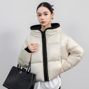 年冬季新款短款连帽泡芙棉服女加厚保暖肯豆款面包服休闲外套