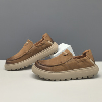 男士真皮一脚蹬懒人鞋百搭欧洲站男鞋高端头层牛皮休闲潮牌豆豆鞋