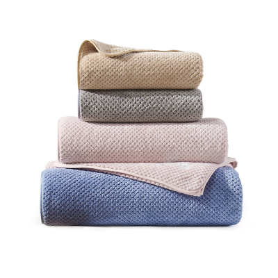 洁玉 舒畅珊瑚绒柔软浴巾70*140cm 1条装 J3030B 灰色