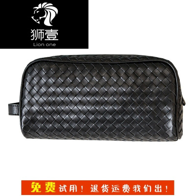 狮壹（Lionone）手拿包男新款编织男包韩版休闲手抓包大容量男士手包黑色默认颜色