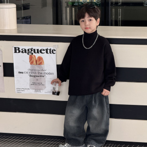 童酷儿童冬款湖州织里童装一体绒打底针织衫高领加厚男童毛衣