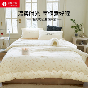 吉祥三宝家纺全棉印花加厚被芯家用双人春秋被冬被学生宿舍四季被