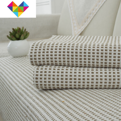 棉麻沙发垫四季通用防静电棉防滑粗布沙发垫巾夏季简约现代可定制布拉格棕70*240cm御蓝锦