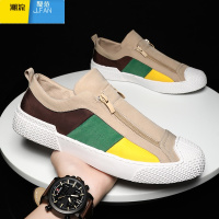 聚范男鞋夏季透气2024新款低帮休闲一脚蹬老北京布鞋帆布板鞋潮鞋