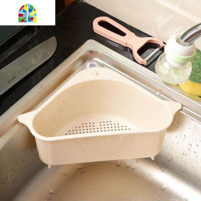 吸盘式厨房专用的水漕三角洗碗洗菜盆水池多功能湿垃圾蓝 FENGHOU 一个装[无吸盘]-U42洗菜篮洗菜篮
