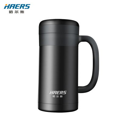 哈尔斯304不锈钢保温杯男女高档便携办公室家用泡茶水杯子带手柄