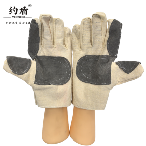 约盾 贴皮加固耐磨防油渍三层帆布手套 FYI006/双