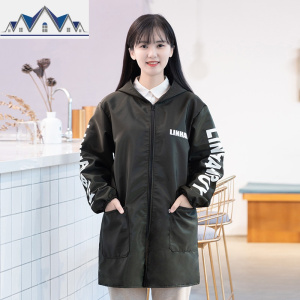 围裙加绒防水防油罩衣外套冬大人女时尚工作服家用厨房长袖男定制 三维工匠