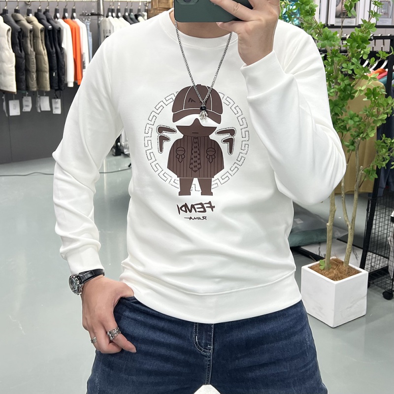 欧洲站时尚男装卫衣烫钻卡通人物长袖体恤打底衫上衣修身潮牌新款