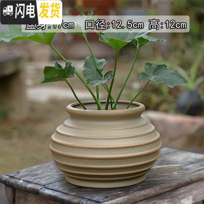 三维工匠粗陶素烧多肉花盆陶瓷花盆透气复古老桩肉盆肉创意植物组合高盆栽 款(有孔) 大花盆容器