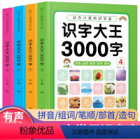 [正版]幼升小常用识字库识字大王3000字①-④全套4本彩图注音幼小衔接识字书儿童学龄前看图识字拼音组词笔顺部首造句3