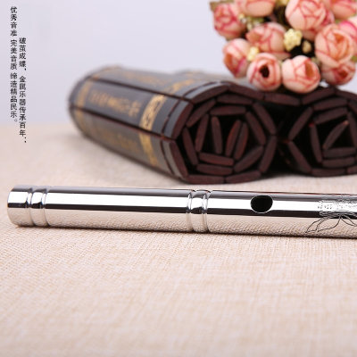 不锈钢笛子韵初学入门横笛专业演奏精制加厚金属古风乐器纯钢F调无笛膜孔+笛包+10件配件