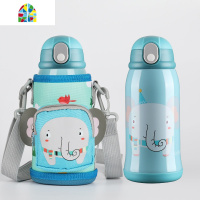 儿童保温杯带吸管男女两用水壶小学生婴儿防摔宝宝幼儿园便携水杯 FENGHOU 火烈鸟[无缝316口袋款]一杯四盖