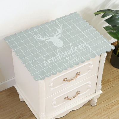 家柏饰(CORATED)床头柜盖布防水防油免洗北欧家用防尘罩套卧室床头盖巾冰箱防尘布 灰格单麋鹿 50*50cm